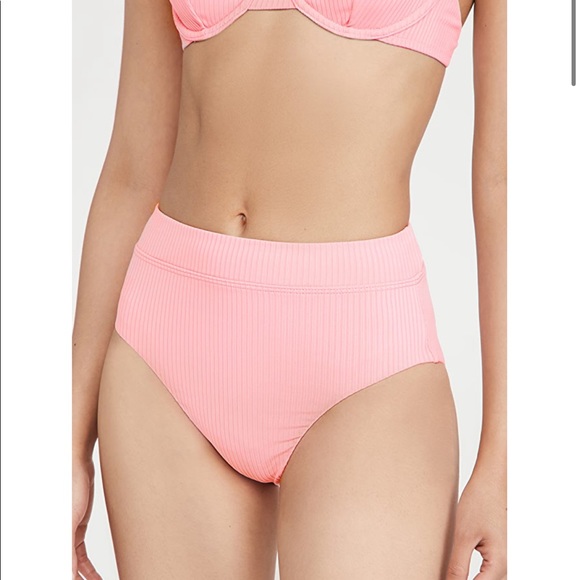 Madewell Bikini Set- Second Wave Ribbed Bikini Top and Bottom - Rose Petal - Picture 6 of 7